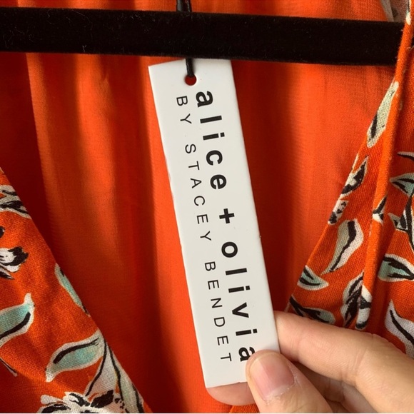 alice + olivia Lilian Linen Dress In Free Swinging Sienna Sz 6 - Picture 10 of 12